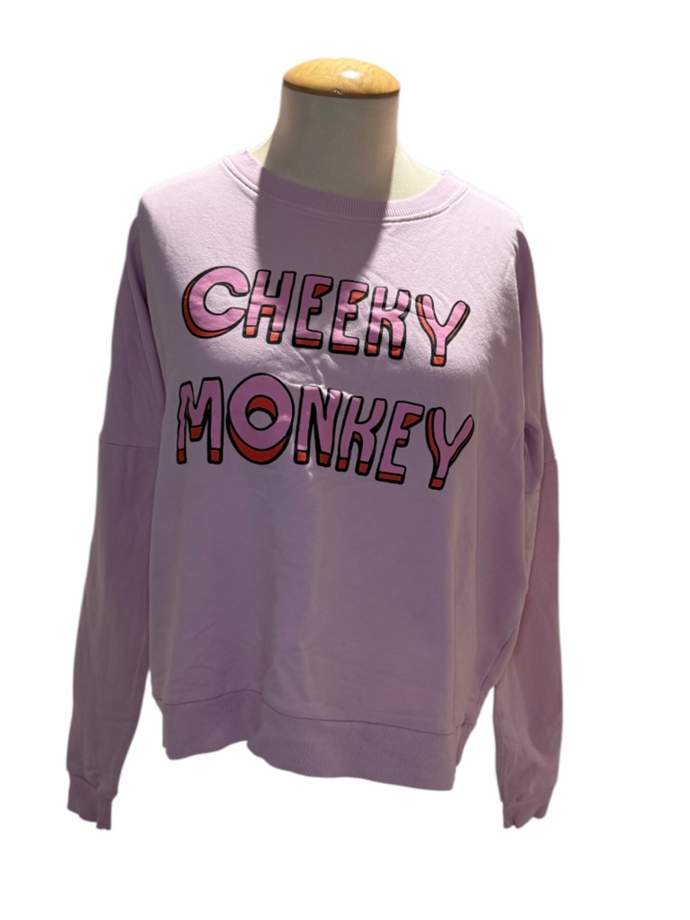 HUGO LOVES TIKI pink “cheeky monkey” sweatshirt - size small